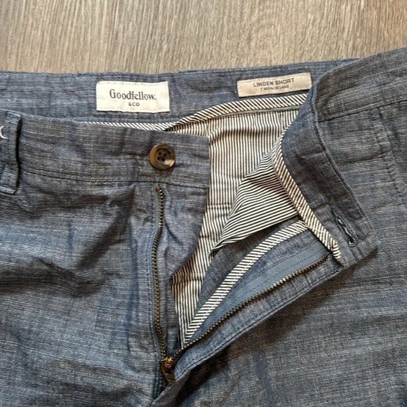 Goodfellow & CO. 7" Linden 100% cotton blue summer shorts Size 32 - Picture 3 of 6